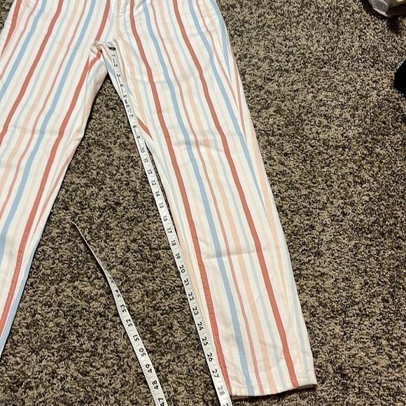 American Eagle Outfitters White Striped Straight Leg mom Jeans - Picture 10 of 12